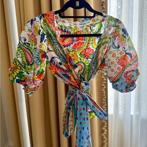 Floral Multicolor Wrap Blouse